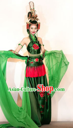 Ancient Chinese Princess Stage Performance Costume and Headpiece