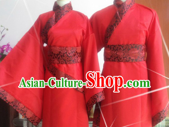 Ancient Chinese Red Wedding Dresses Two Sets for Men and Women