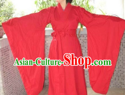 Ancient Chinese Plain Red Wedding Dress for Women