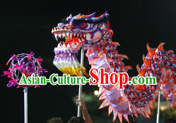 Supreme Grand Opening and Festival Celebration Purple Luminous Dragon Dance Costume Complete Set