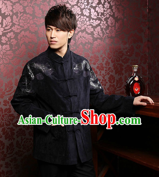 Traditional Chinese Black Dragon Clothing for Men