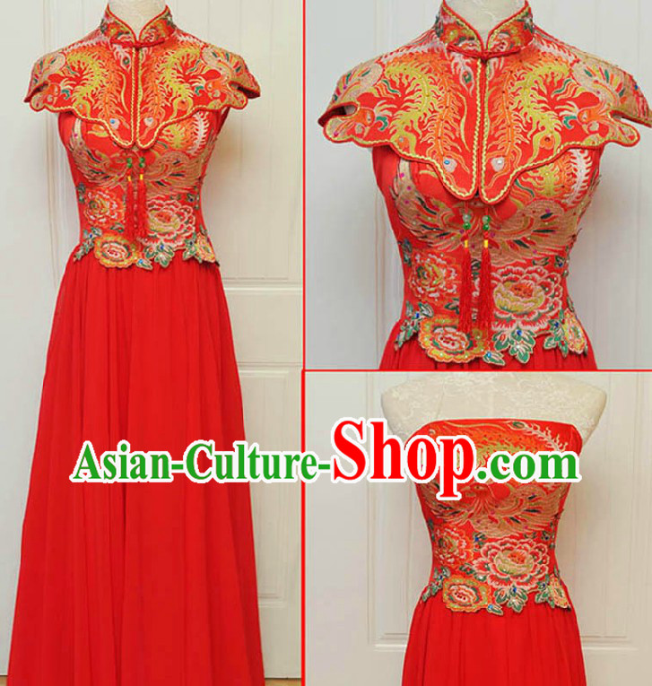 Traditional Chinese Phoenix Wedding Evening Dress