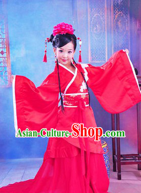 Ancient Chinese Red Hanfu Clothing for Kids