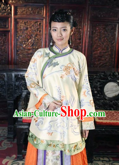 Traditional Chinese Mandarin Minguo Lady Blouse and Skirt