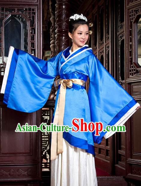 Ancient Chinese Blue Han Fu Clothes for Women