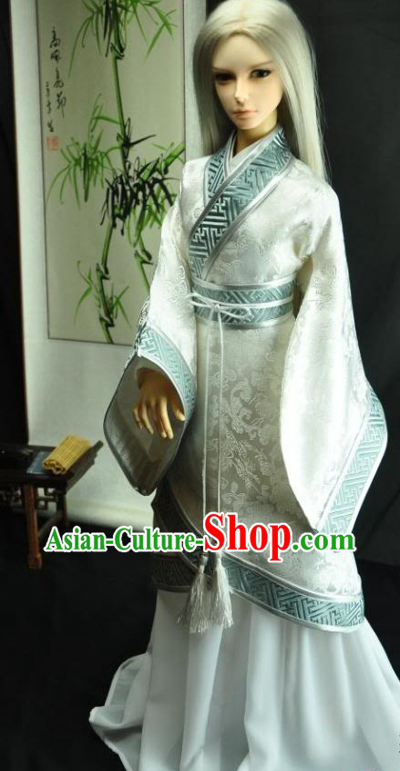 Ancient Chinese White Swordsman Costume for Men