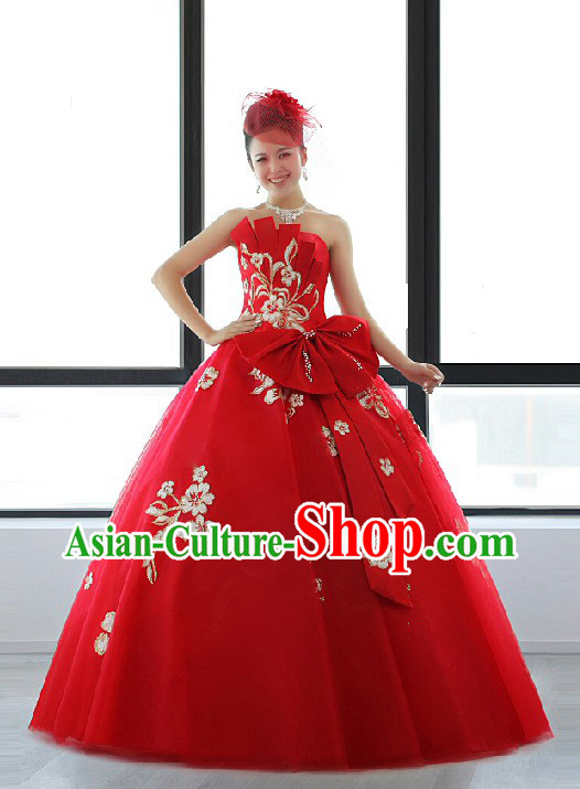 Chinese Modern Lucky Red Wedding Evening Dress