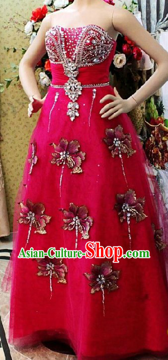 Shinning Chinese Wedding Ceremony Evening Dress