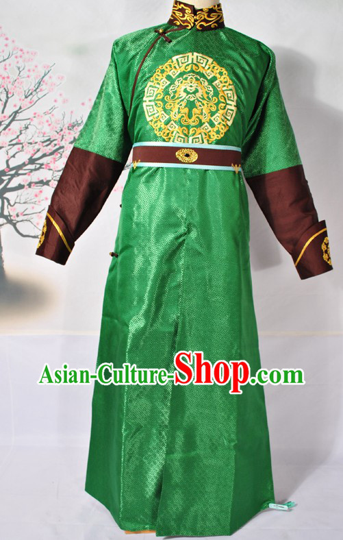 Ancient Chinese Green Prince Embroidered Dragon Costumes