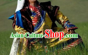 Ancient Chinese Mongolian Wedding Clothing and Hats for Men and Women