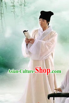 Ancient Chinese Student Costume and Hat for Men