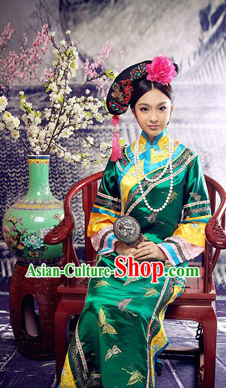 Traditional Chinese Qing Dynasty Manchu Princess Clothing for Women