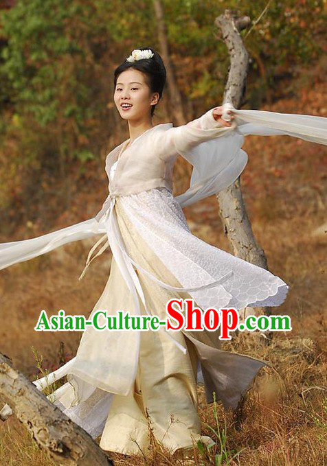 Ancient Chinese Lady in White Dance Costume for Women