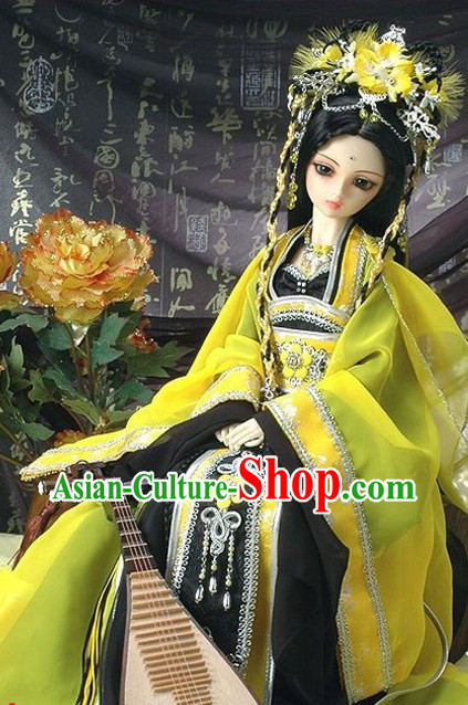 Ancient Chinese Princess Yellow and Black Clothes