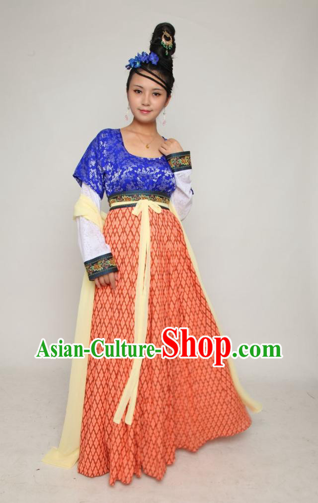 Ancient Chinese Tang Dynasty Female Clothing Complete Set for Women