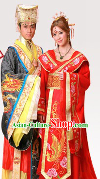 Ancient Chinese Emperor and Empress Wedding Dresses Two Sets