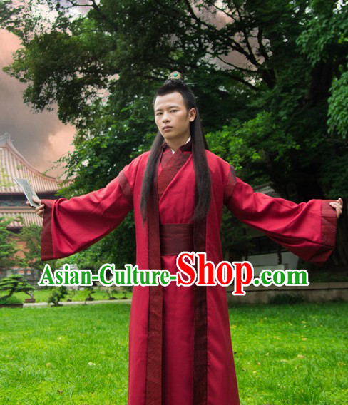 Ancient Chinese Red Hanfu Costumes for Men