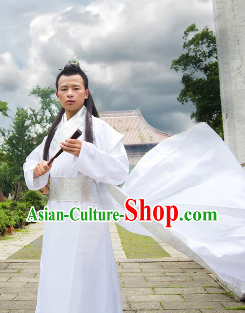 Ancient Chinese White Hanfu Costumes for Men