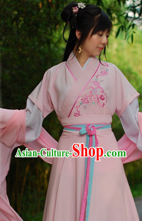 Han Dynasty Embroidered Flower Clothes for Girls
