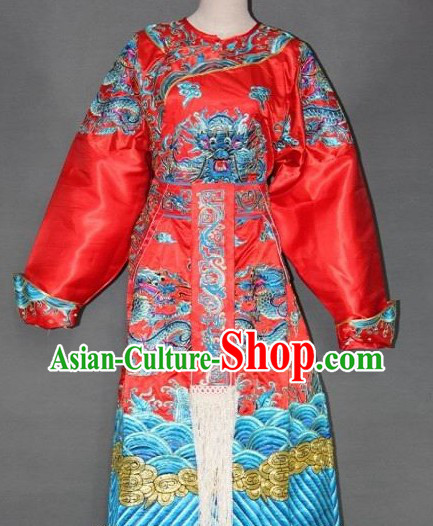 Red Golden Embroidered Dragon Peking Opera Costumes for Men