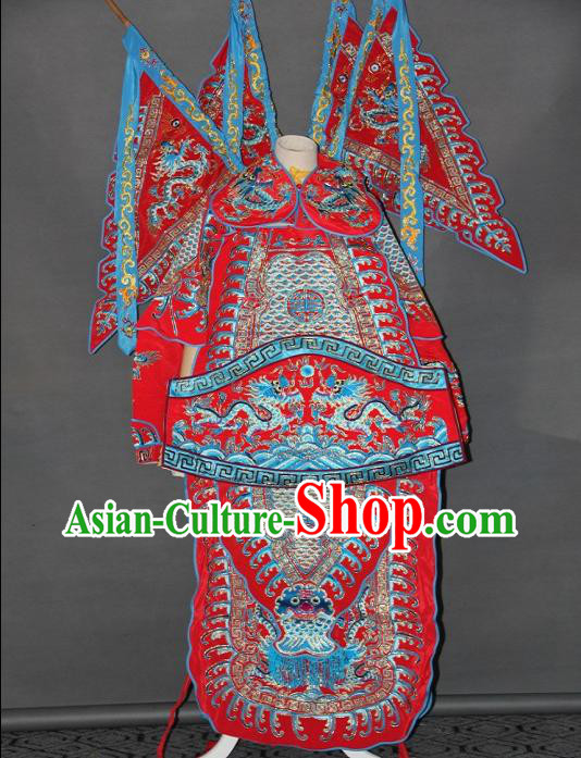 Peking Opera Embroidered Da Kao Armor Costumes with Flags for Men