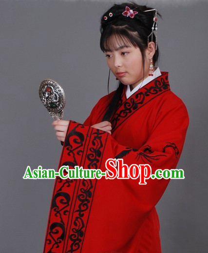Ancient Chinese Red Hanfu Clothing for Lady
