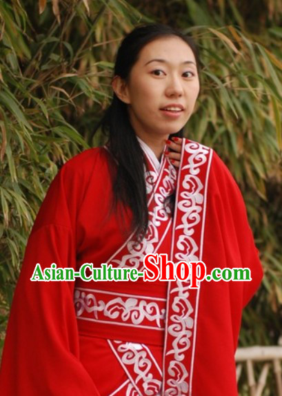 Ancient Chinese Han Dynasty Royal Lady Red Clothes