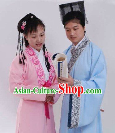 Ancient Chinese Husband and Wife Clothes Two Sets