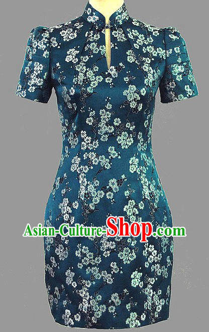 Chinese Classic Plum Blossom Short Cheongsam Qipao for Women