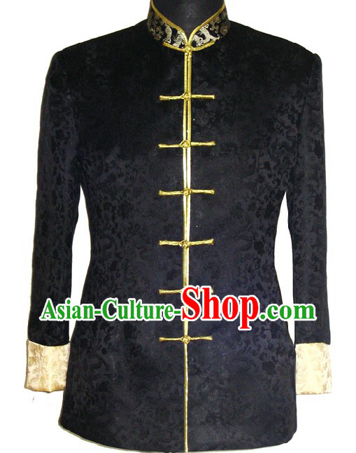 Supreme Black Silk Brocade Dragon Ceremonial Dress