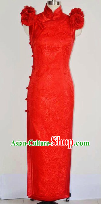 Chinese Classic Red Wedding Cheongsam for Brides