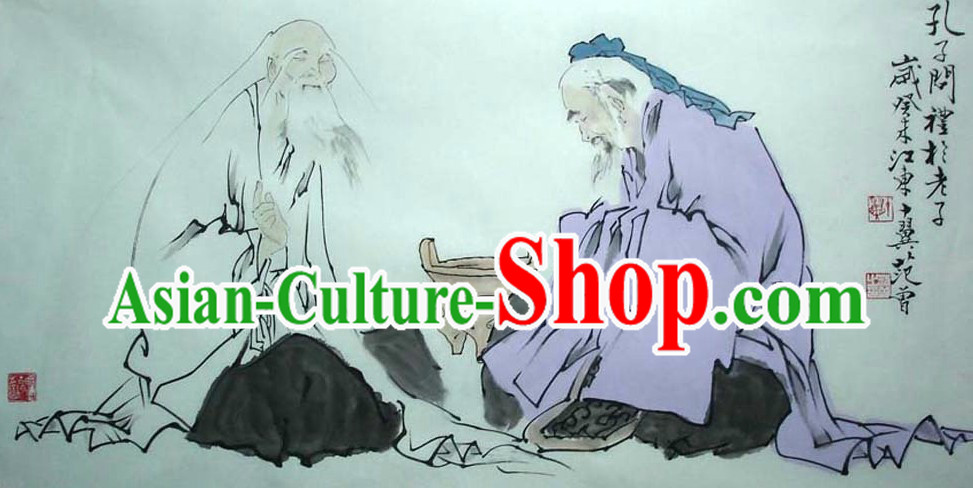 Chinese Classic Painting of Lao Tzu and Confucius by Fan Zeng