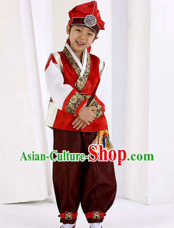 Traditional Korean Red Birthday Hanbok for Boys