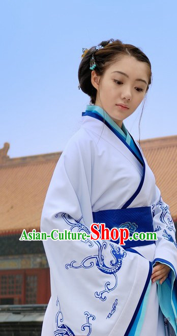 Traditional Chinese Embroidered Dragon Han Costumes for Women