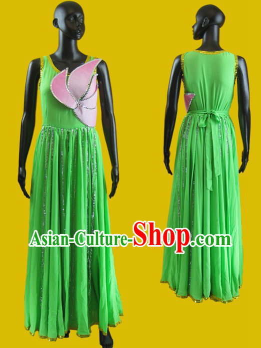 Green Chinese Lotus Dance Costumes for Women