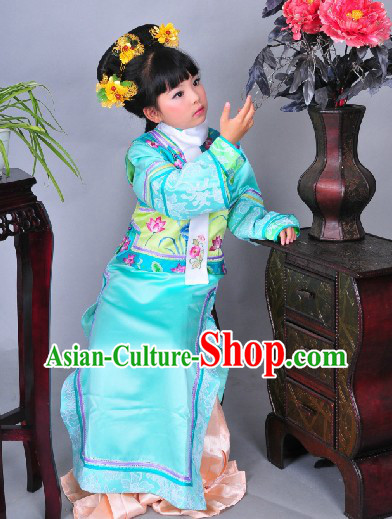 Qing Dynasty Princess Costumes and Headpiece for Girls