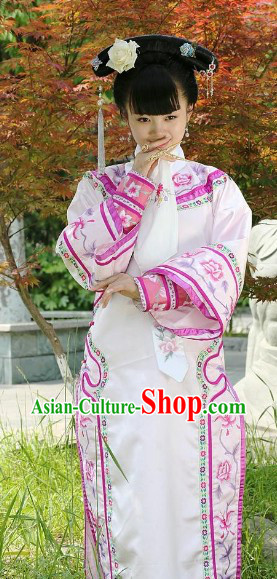 Qing Dynasty Imperial Palace Concubine Winter Jacket and Cheongsam Complete Set