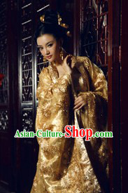 Ancient Chinese Golden Empress Clothing Complete Set for Women