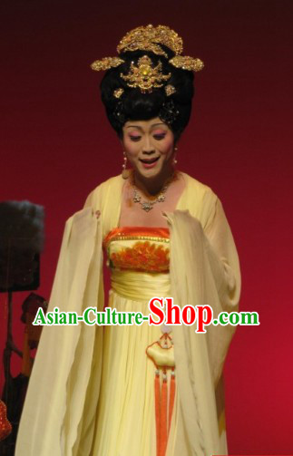 Ancient Chinese Stage Performance Tang Dynasty Empress Peony Costumes and Headwear