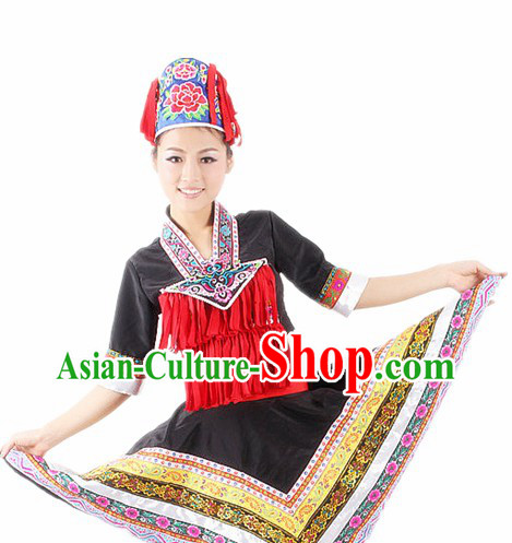 Traditional Chinese Ethnic Costumes and Hat for Women