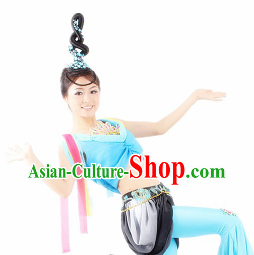 Traditional Chinese Palace Dance Costumes and Headwear for Women