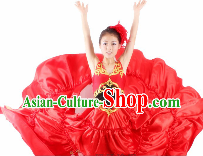 Traditional Chinese Spainish Bullfight Dance Costumes and Headwear for Women