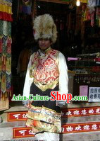 Traditional Chinese Classical Tibetan Male Clothes and Hat