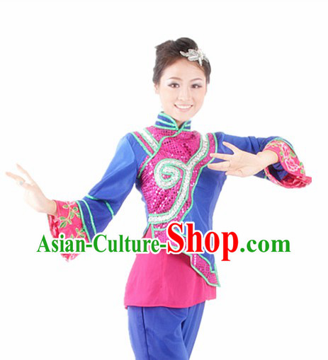 Traditional Chinese Fan Dancing Outfits for Women