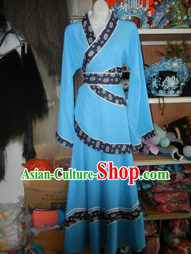 Blue Ancient Chinese Village Girl Costumes