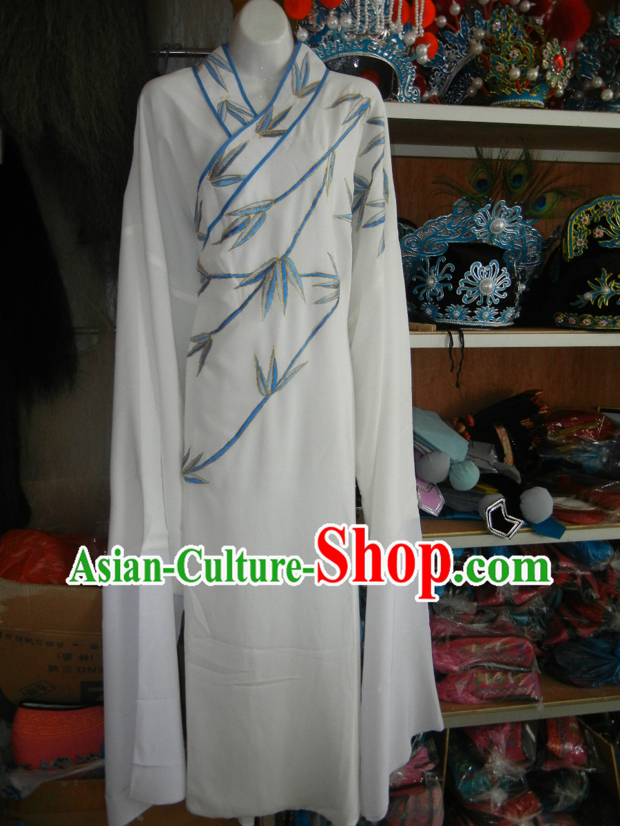 Ancient Chinese Huangmei Opera Embroidered Bamboo Robe for Men