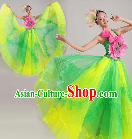 Traditional Chinese Stage Performance Dancing Costume and Headwear for Women