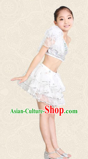 White Jazz Dancing Costume for Kids