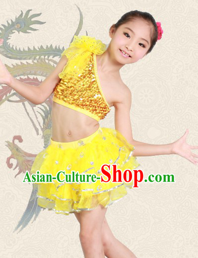 Yellow Jazz Dance Costumes for Kids