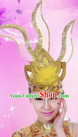 Golden Stage Performance Dance Headpiece for Women